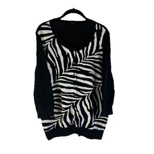 Talbots Zebra Animal Print Lightweight Cotton Cardigan Sweater